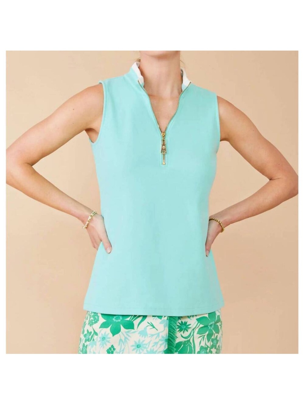 NEW SPARTINA 449 serena half zip top in bermuda blue